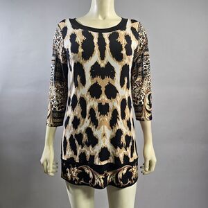 Black and Cream Animal Print Sheath Dress (Rack7)